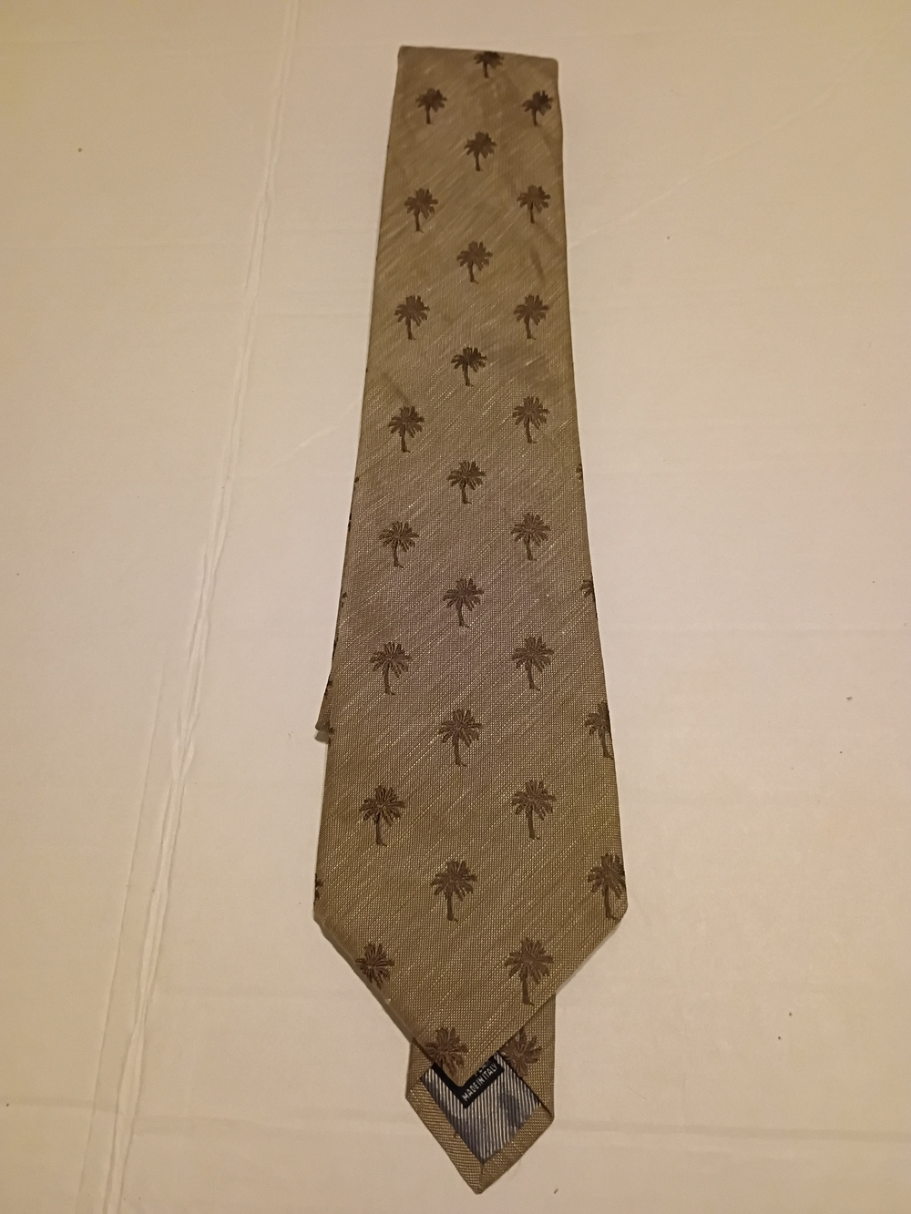 Iceberg‎ Men's Palm Tree Motif Tie in Taupe Silk-Linen Blend